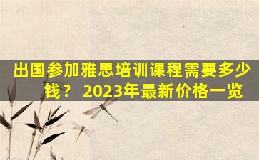 出国参加雅思培训课程需要多少钱？ 2023年最新价格一览